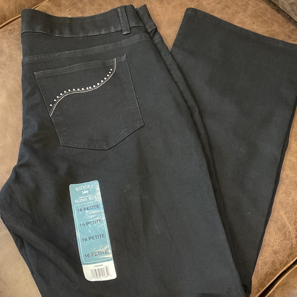 Riders by Lee 16 Petite Glitz Straight Leg Jeans in Black